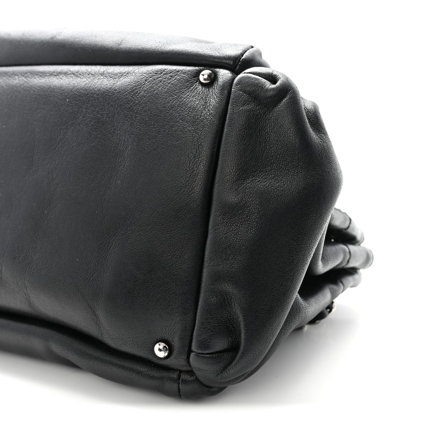 Lambskin Quilted Bowler Flap Shoulder Bag Black