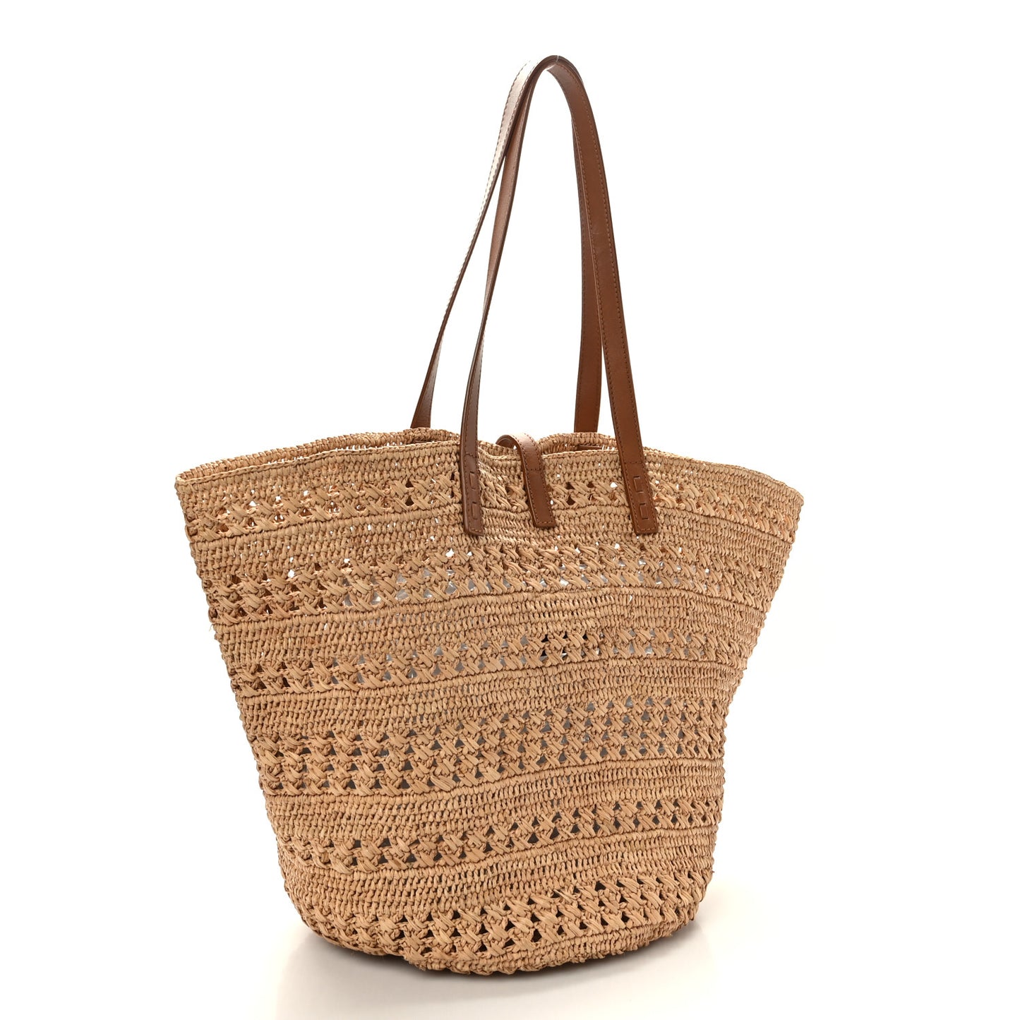 Raffia Calfskin Medium Panier Tote Naturel