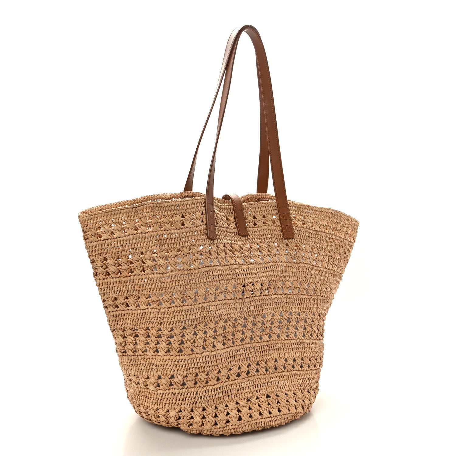 Saint Laurent Raffia Calfskin Medium Panier Tote Naturel 3 of 9