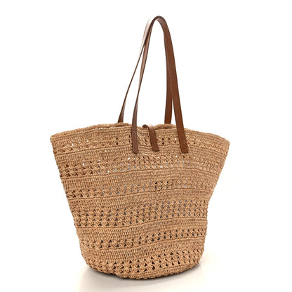 Saint Laurent Raffia Calfskin Medium Panier Tote Naturel 3 of 9