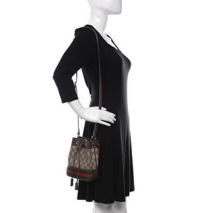 Gucci GG Supreme Monogram Web Mini Ophidia Bucket Bag Brown 2 of 14