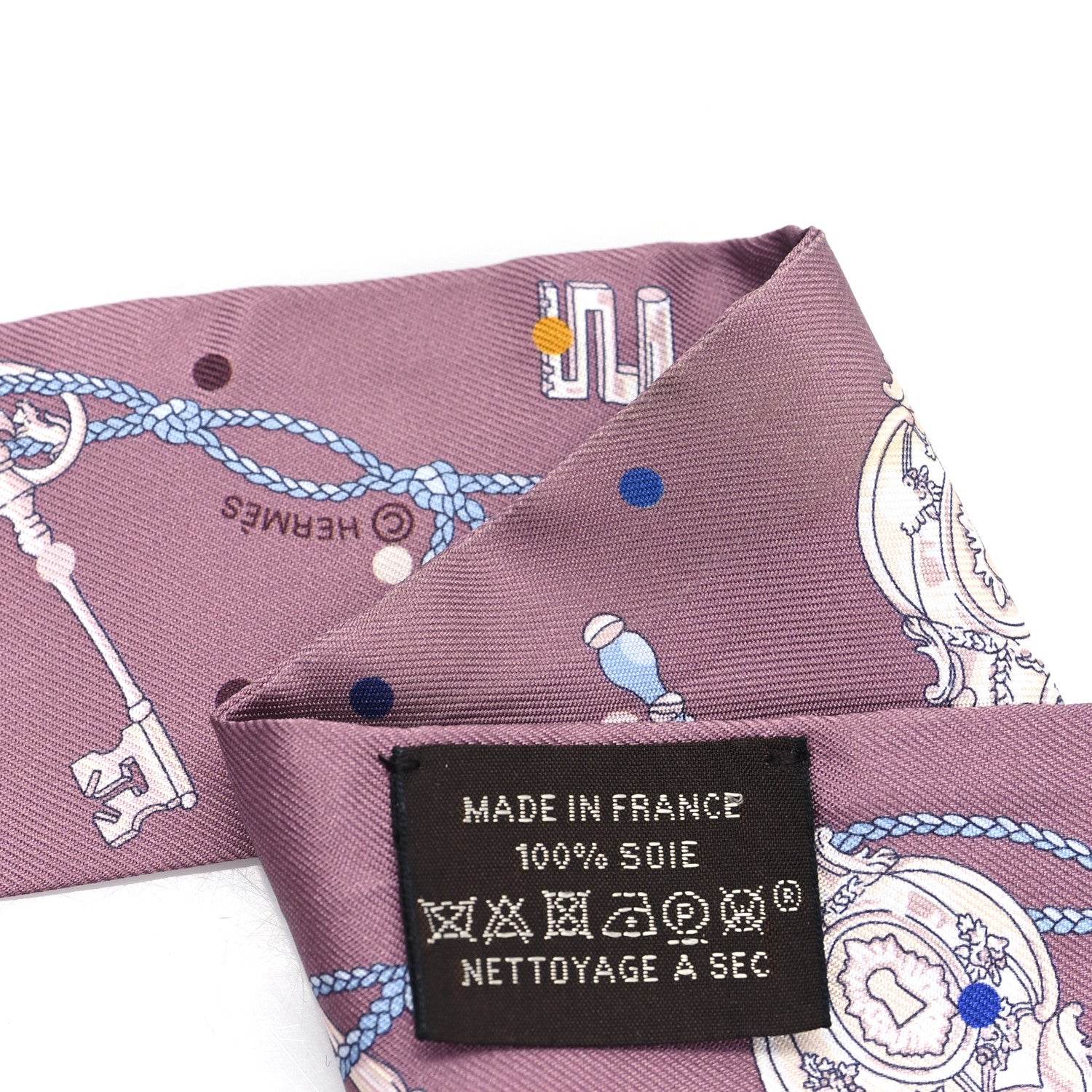 Hermes Silk Les Cles A Pois Twilly Marron Glace Gris 3 of 4
