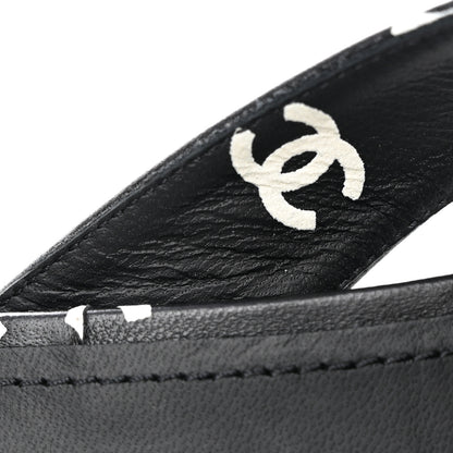 Chanel Printed Lambskin Coco Beach Thong Sandals 41 Black White 13 of 14