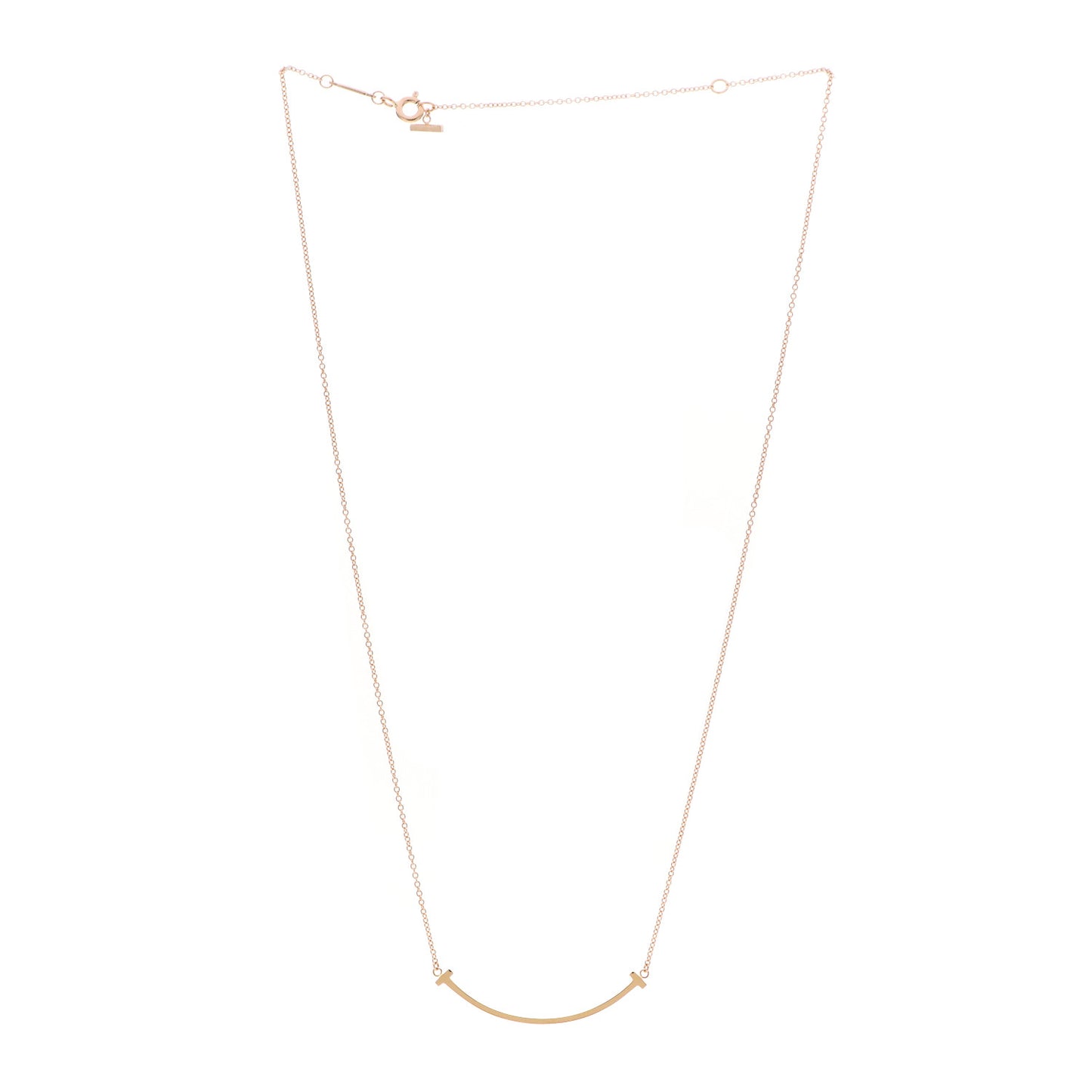 18K Rose Gold Small T Smile Pendant Necklace