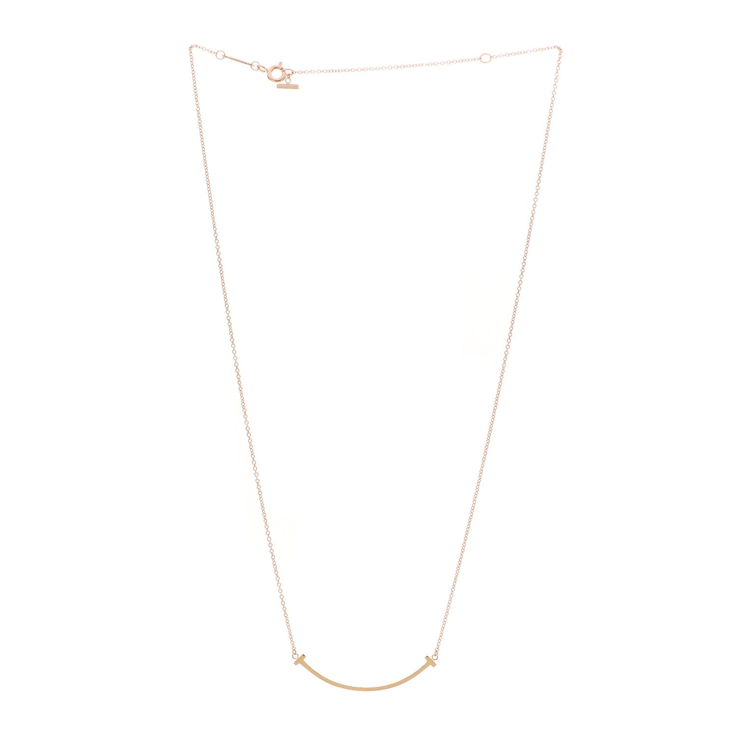 Tiffany 18K Rose Gold Small T Smile Pendant Necklace 2 of 4