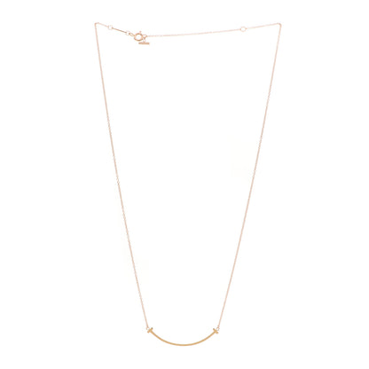 Tiffany 18K Rose Gold Small T Smile Pendant Necklace 2 of 4