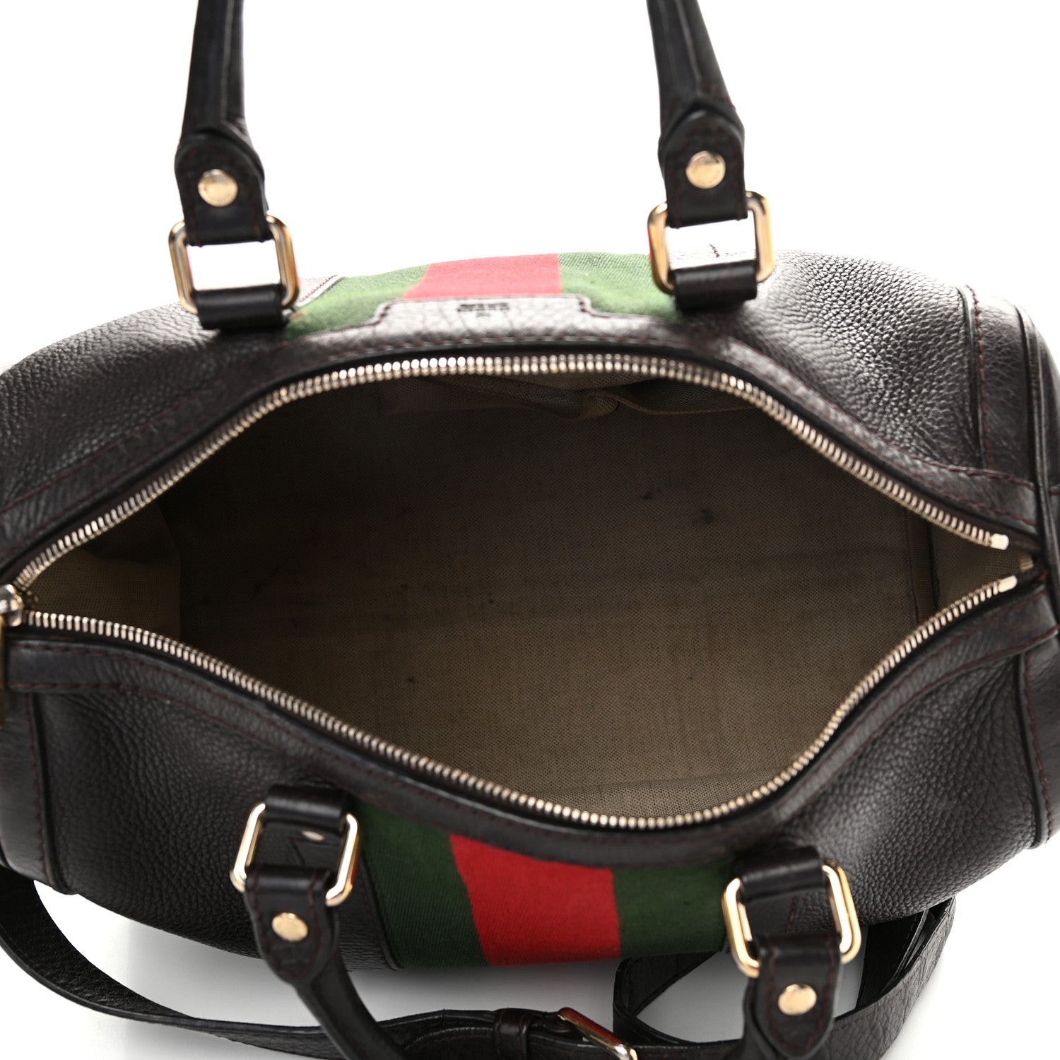 Gucci Calfskin Vintage Web Medium Boston Dark Brown 4 of 10
