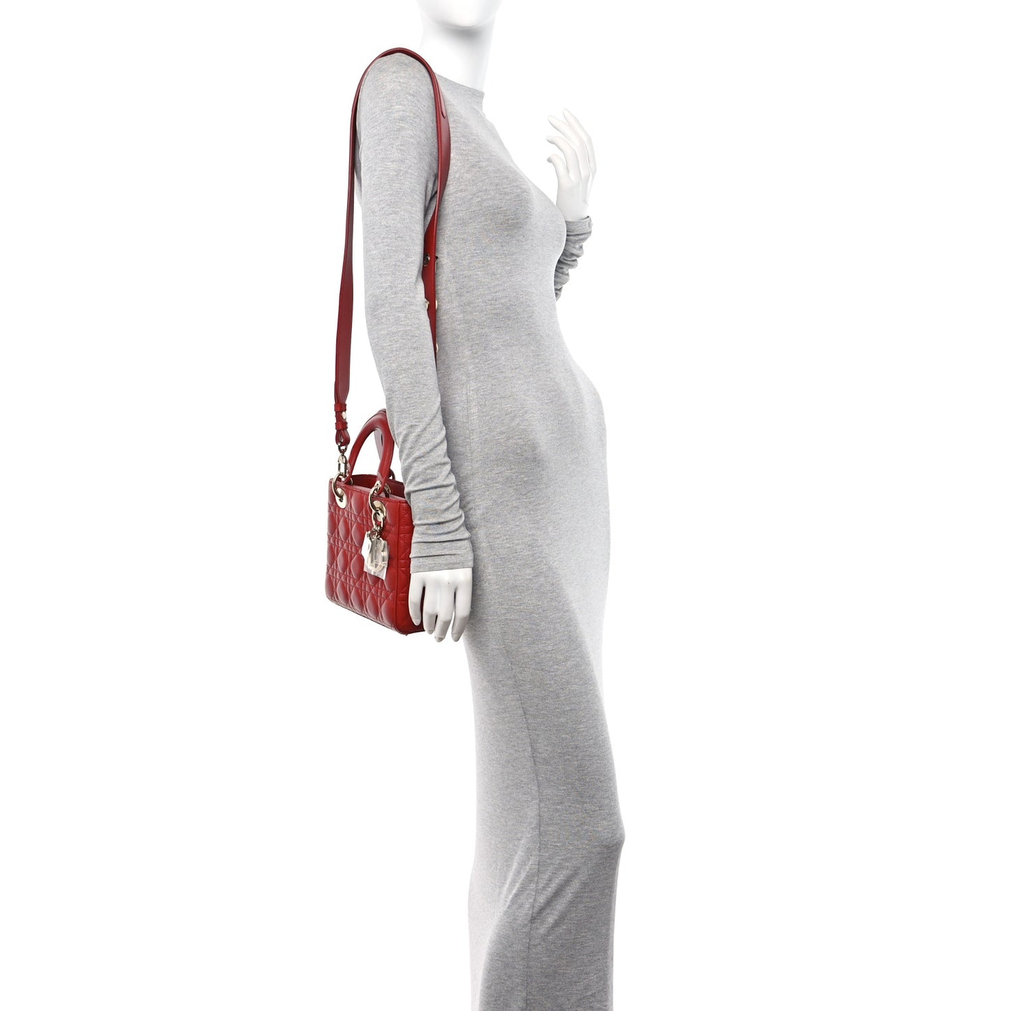 Lambskin Cannage Small Lucky Badges My Lady Dior Red