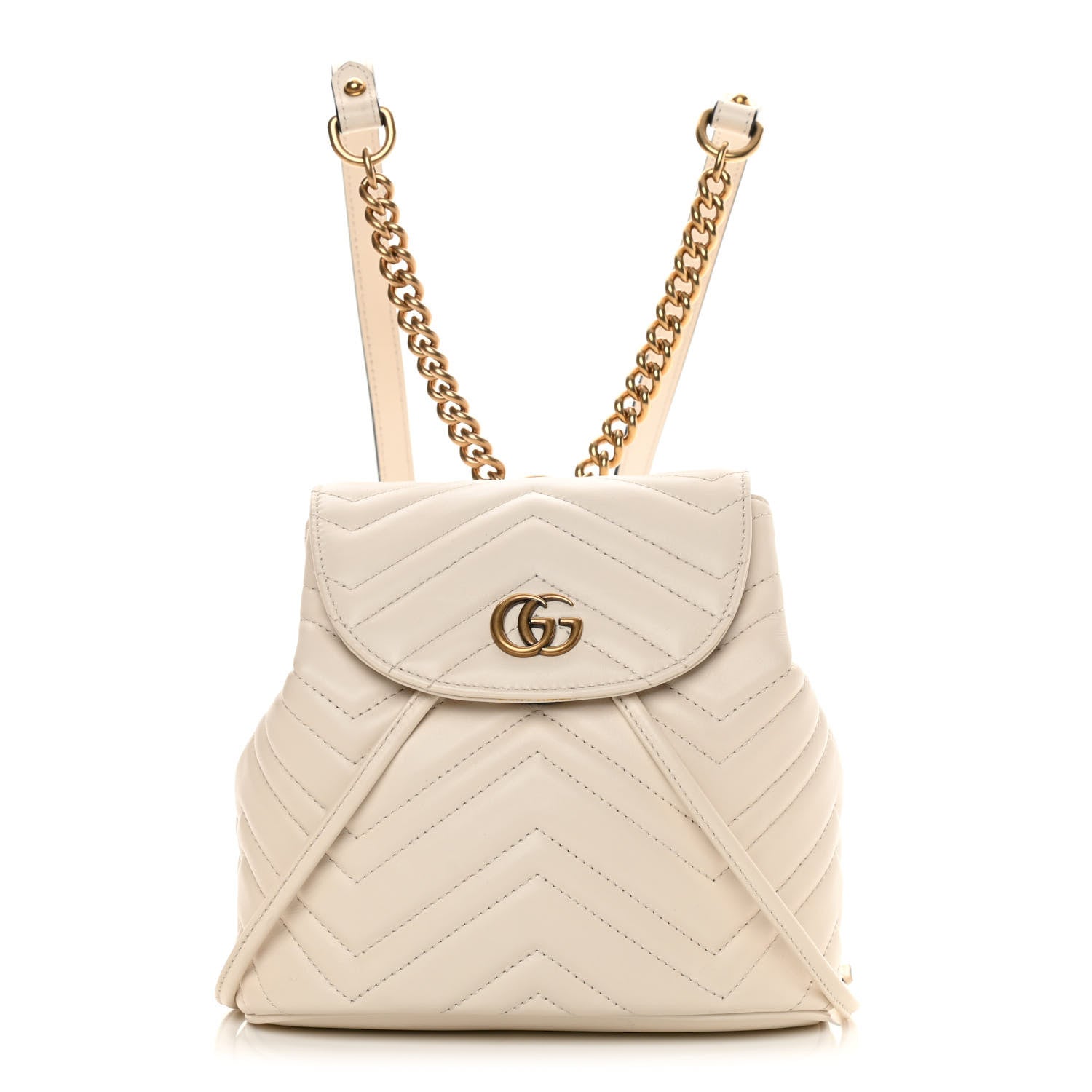 Gucci Calfskin Matelasse GG Marmont Flap Backpack White 1 of 11