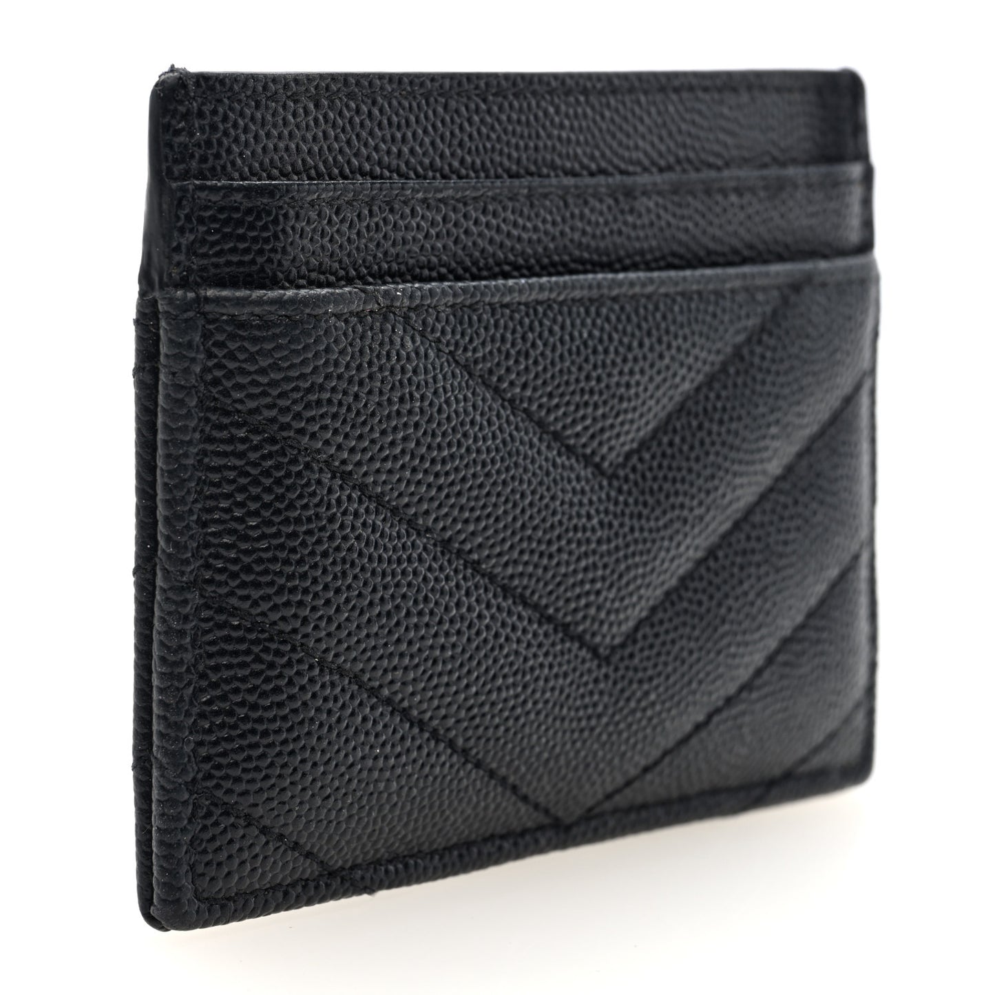 Grain De Poudre Matelasse Chevron Monogram Credit Card Case Black