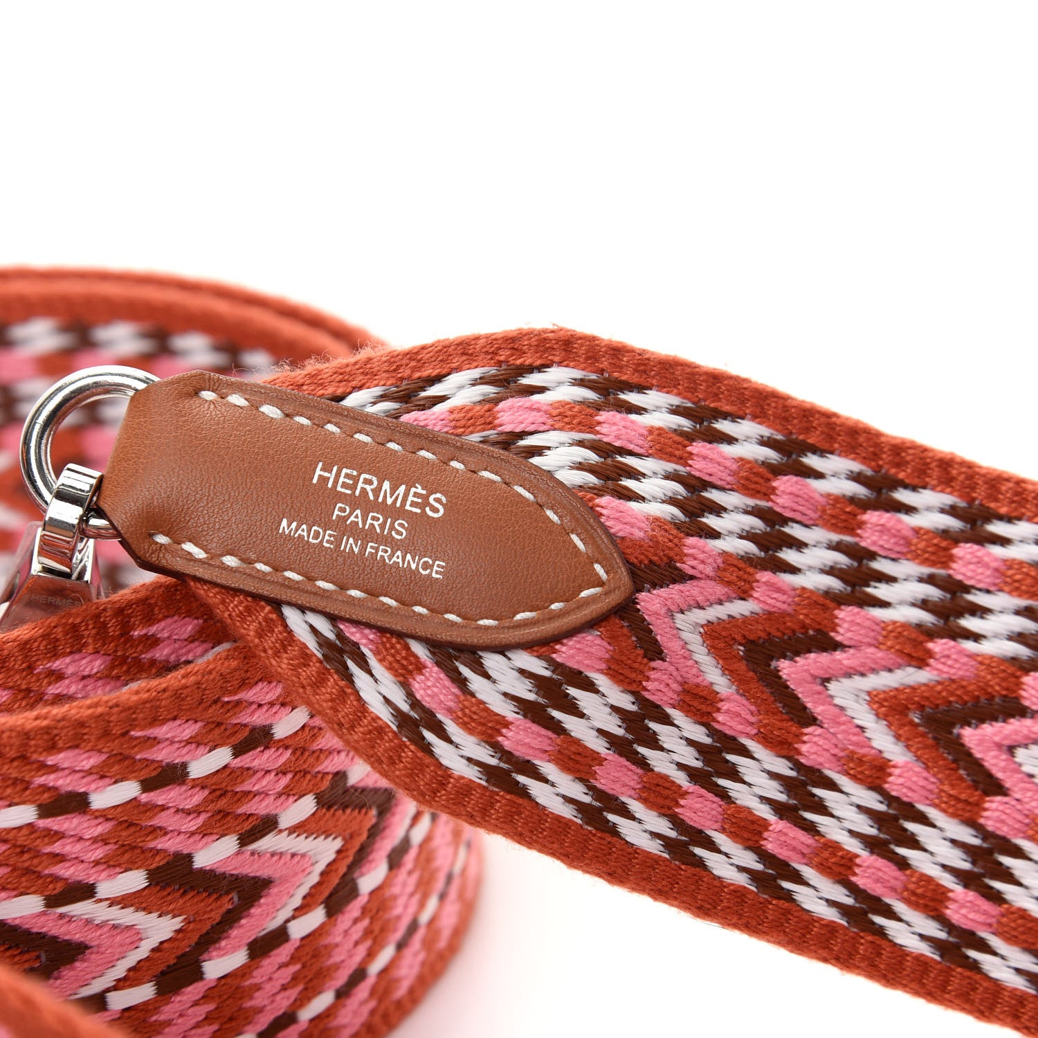 Hermes Toile Swift Sangle Allegro 50mm Shoulder Strap Rose Confetti White Gold 3 of 5