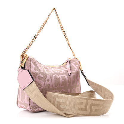 Versace Calfskin Canvas Allover La Medusa Shoulder Bag Pink 3 of 11