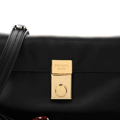 Prada Calfskin Soft Sound Charms Shoulder Bag Black 7 of 10