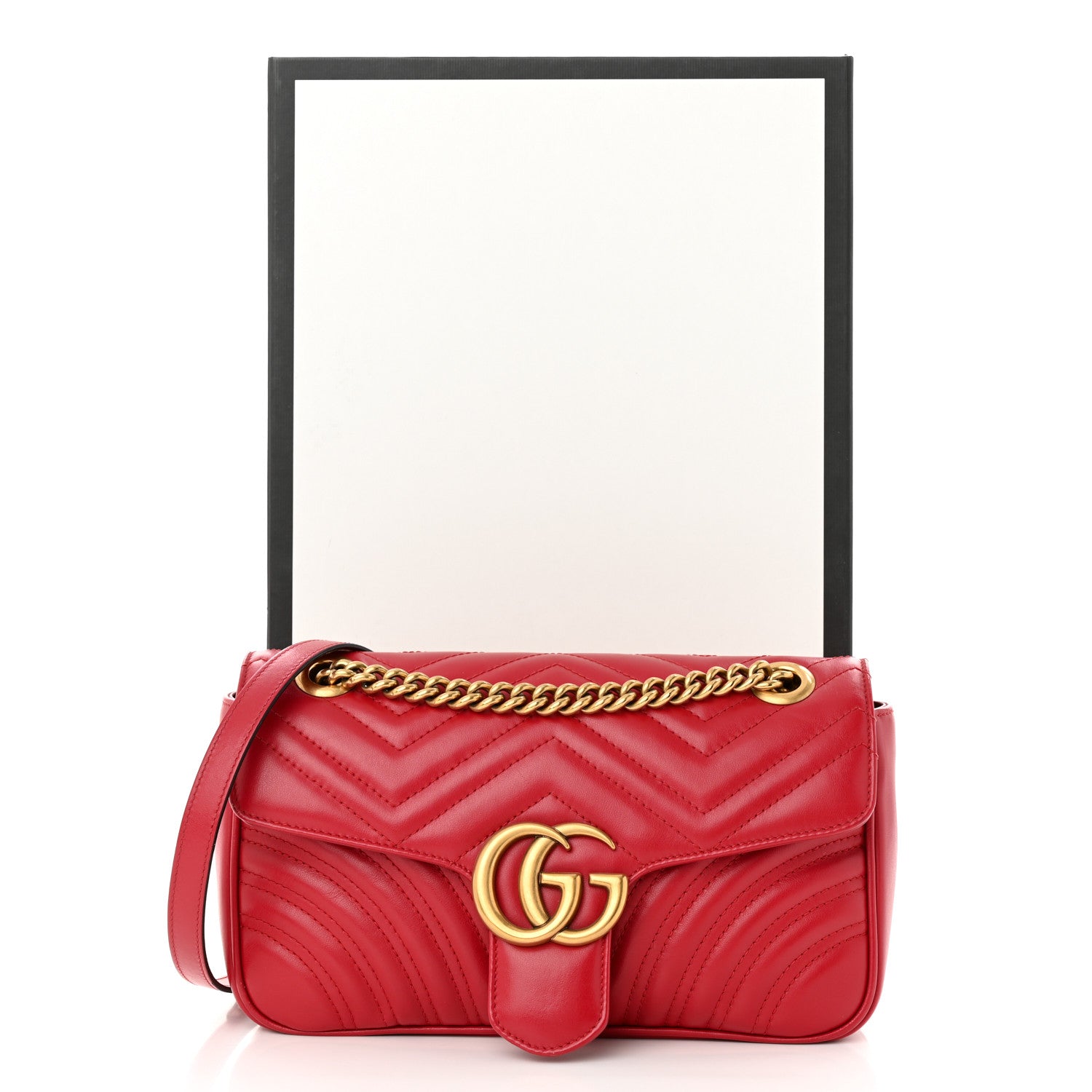 Gucci Calfskin Matelasse Small GG Marmont Shoulder Bag Hibiscus Red 13 of 13