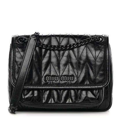 Miu Miu Vitello Shine Trapu Shoulder Bag Black 1 of 13