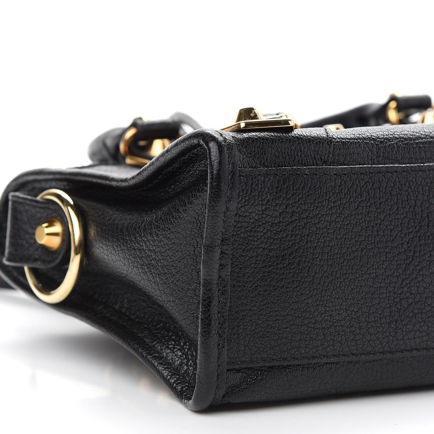 Chevre Gold Metallic Edge Hardware Mini City Black