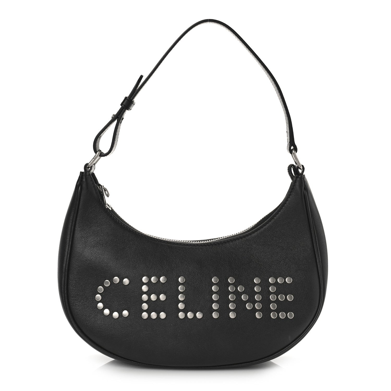 Celine Calfskin Studded Ava Logo Shoulder Bag Black 1 of 8