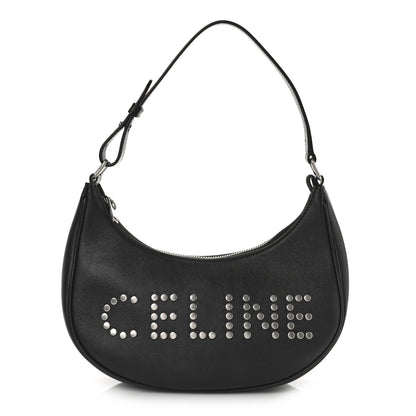 Celine Calfskin Studded Ava Logo Shoulder Bag Black 1 of 8