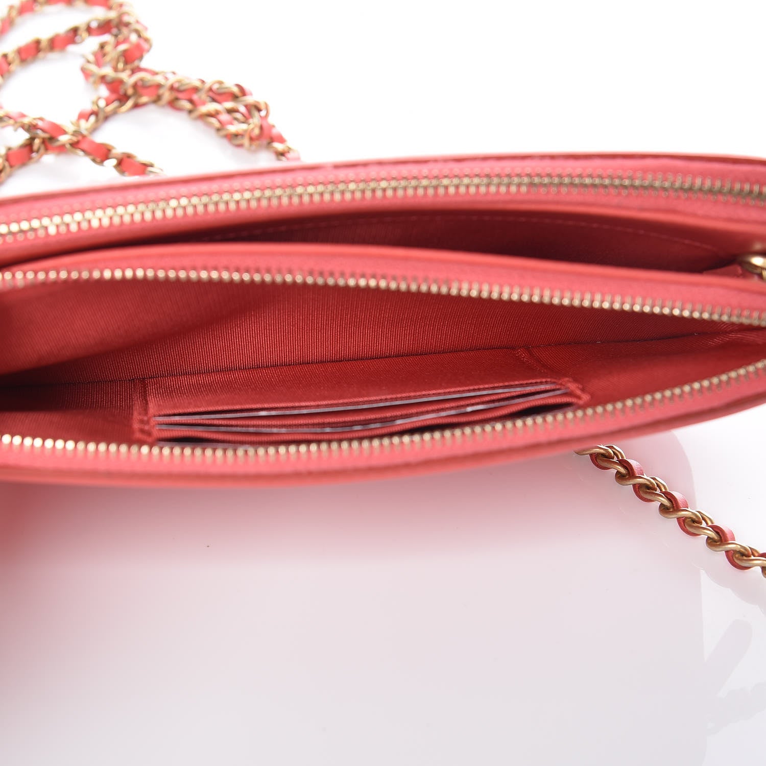 Chanel Caviar Quilted CC Filigree Clutch With Chain Red 8 of 14