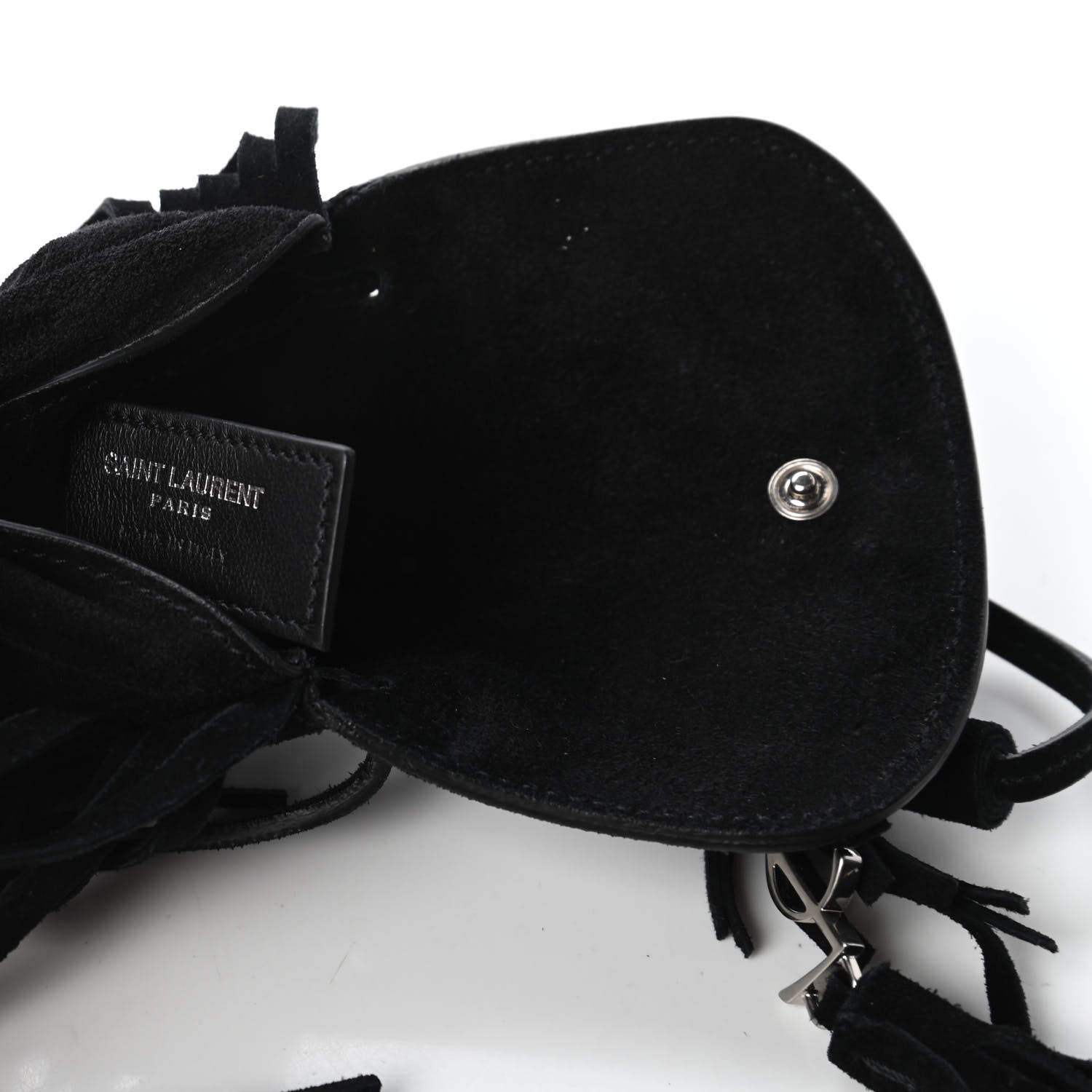 Saint Laurent Suede Fringe Toy Monogram Anita Crossbody Bag Black 8 of 10