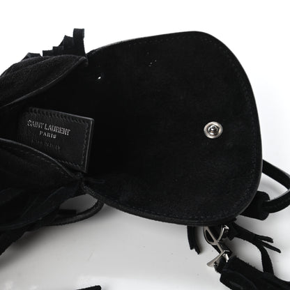 Saint Laurent Suede Fringe Toy Monogram Anita Crossbody Bag Black 8 of 10