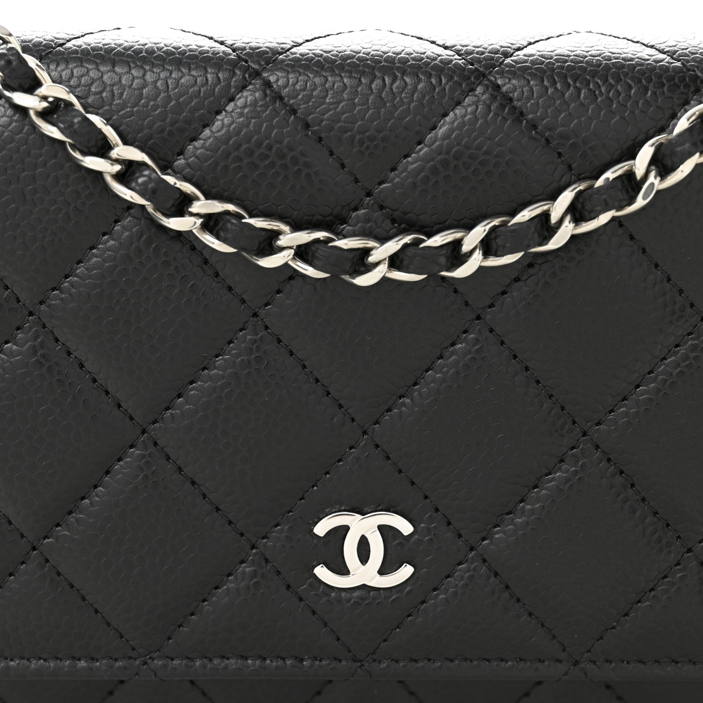 Caviar Quilted Wallet On Chain WOC Black