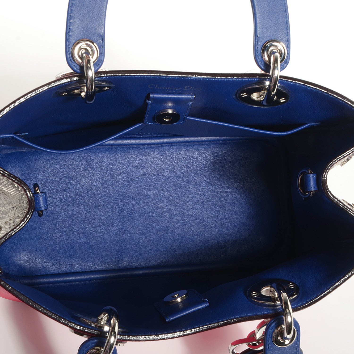 Christian Dior Calfskin Python Small Diorissimo Bag Fuchsia 5 of 9