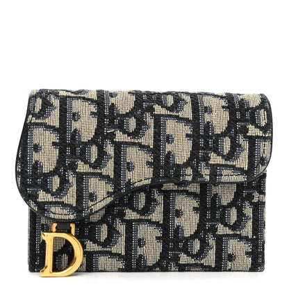 Christian Dior Oblique Saddle 5-Gusset Card Holder Blue 1 of 8