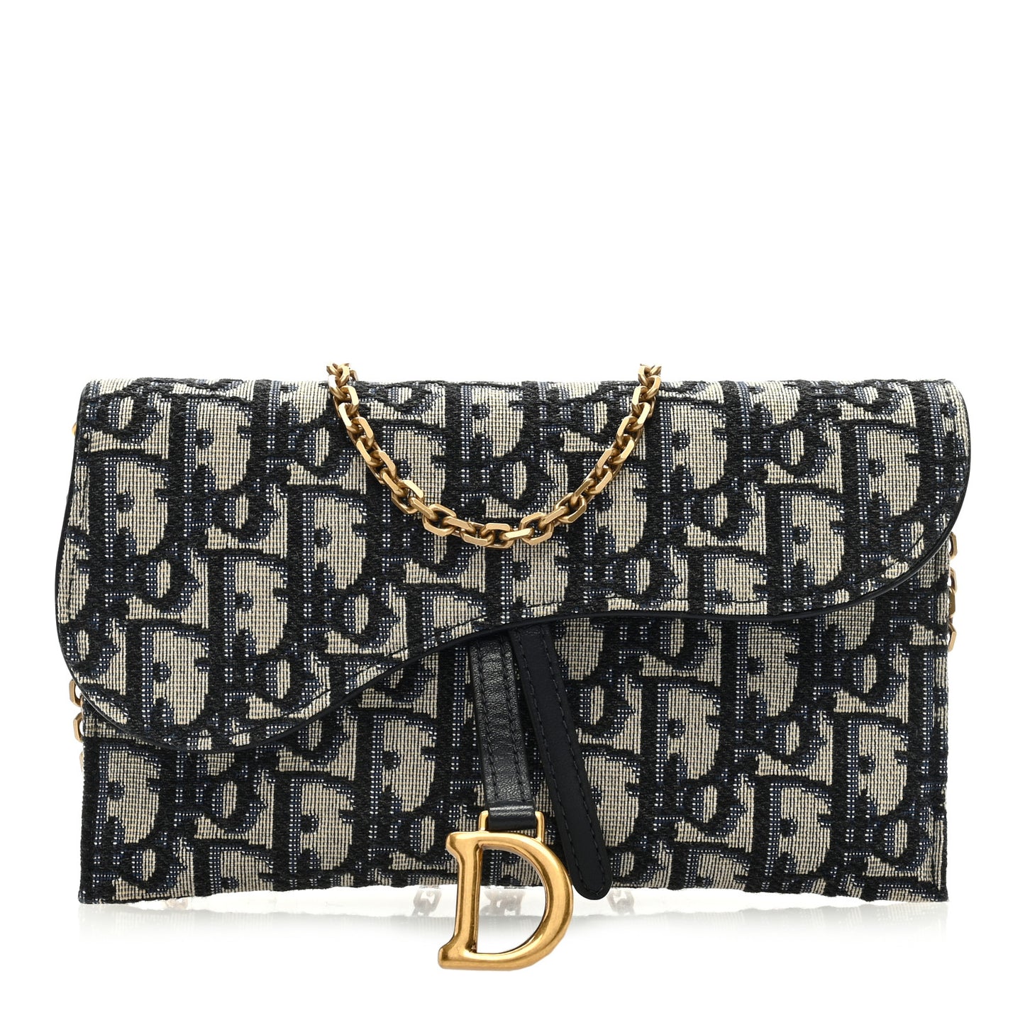 Oblique Saddle Chain Long Wallet Blue