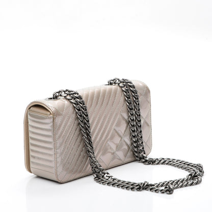 Chanel Patent Quilted Small Coco Boy Flap Light Gold 3 of 7