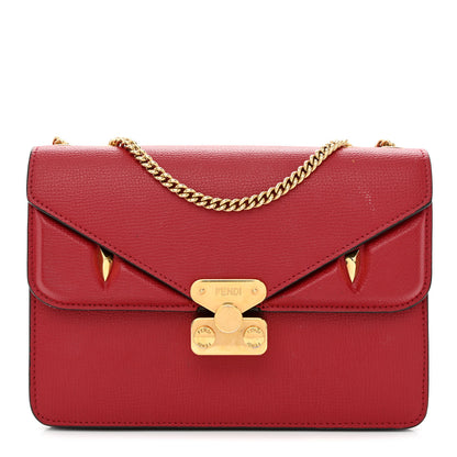Fendi Vitello Vienna Glazed Fabric FF 1974 Monster Eyes Small Bag Bug Chain Bag Fragola Tobacco Moro 1 of 13
