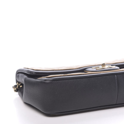 Chanel Calfskin Quilted Medium Graphic Flap Beige Black 8 of 10