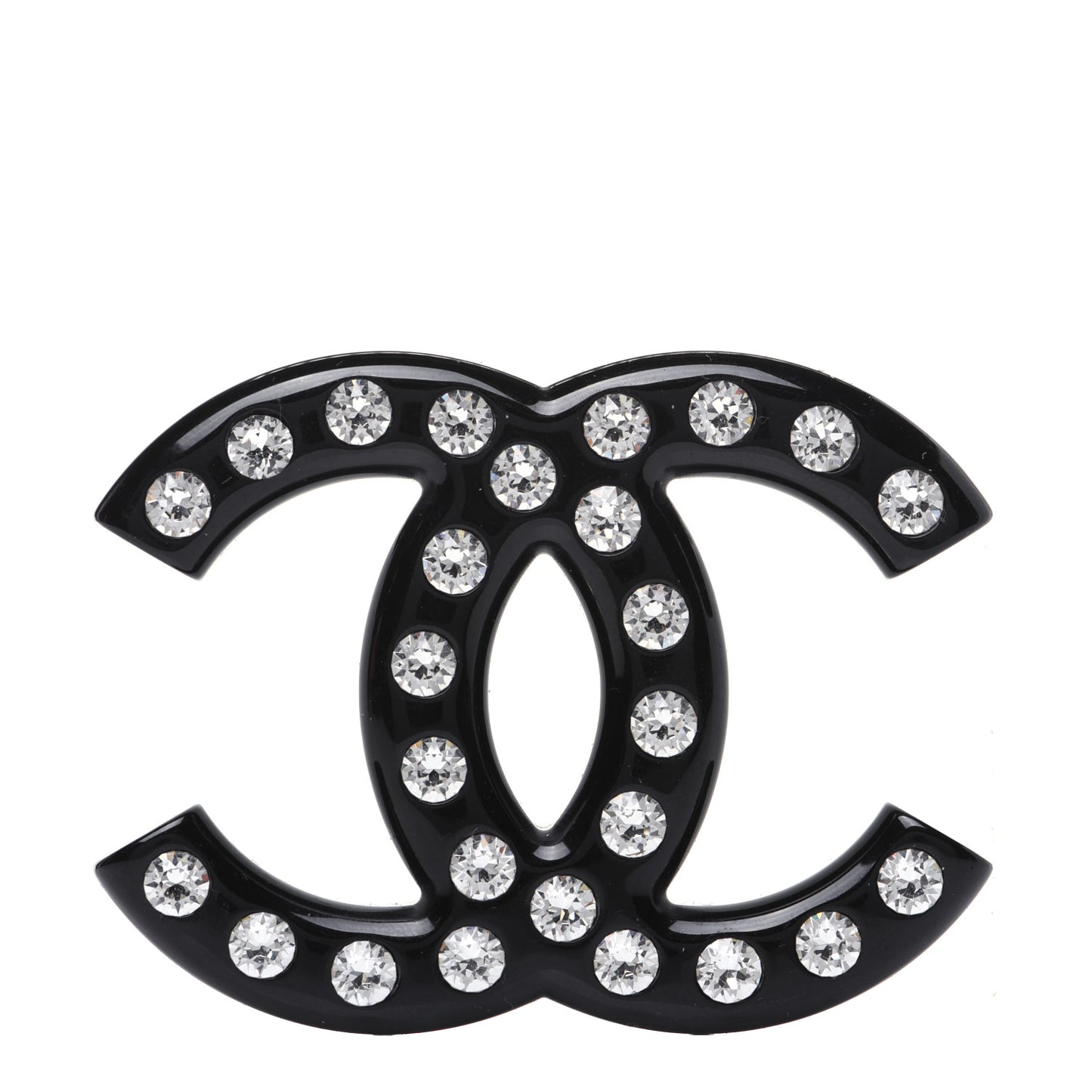 Resin Crystal CC Brooch Black