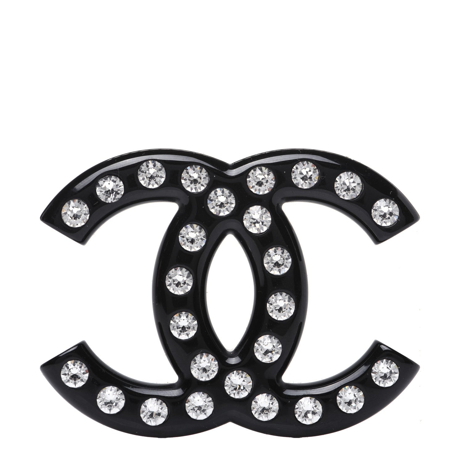Chanel Resin Crystal CC Brooch Black 1 of 6