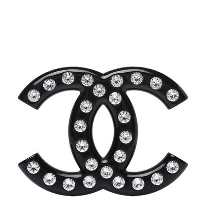 Chanel Resin Crystal CC Brooch Black 1 of 6