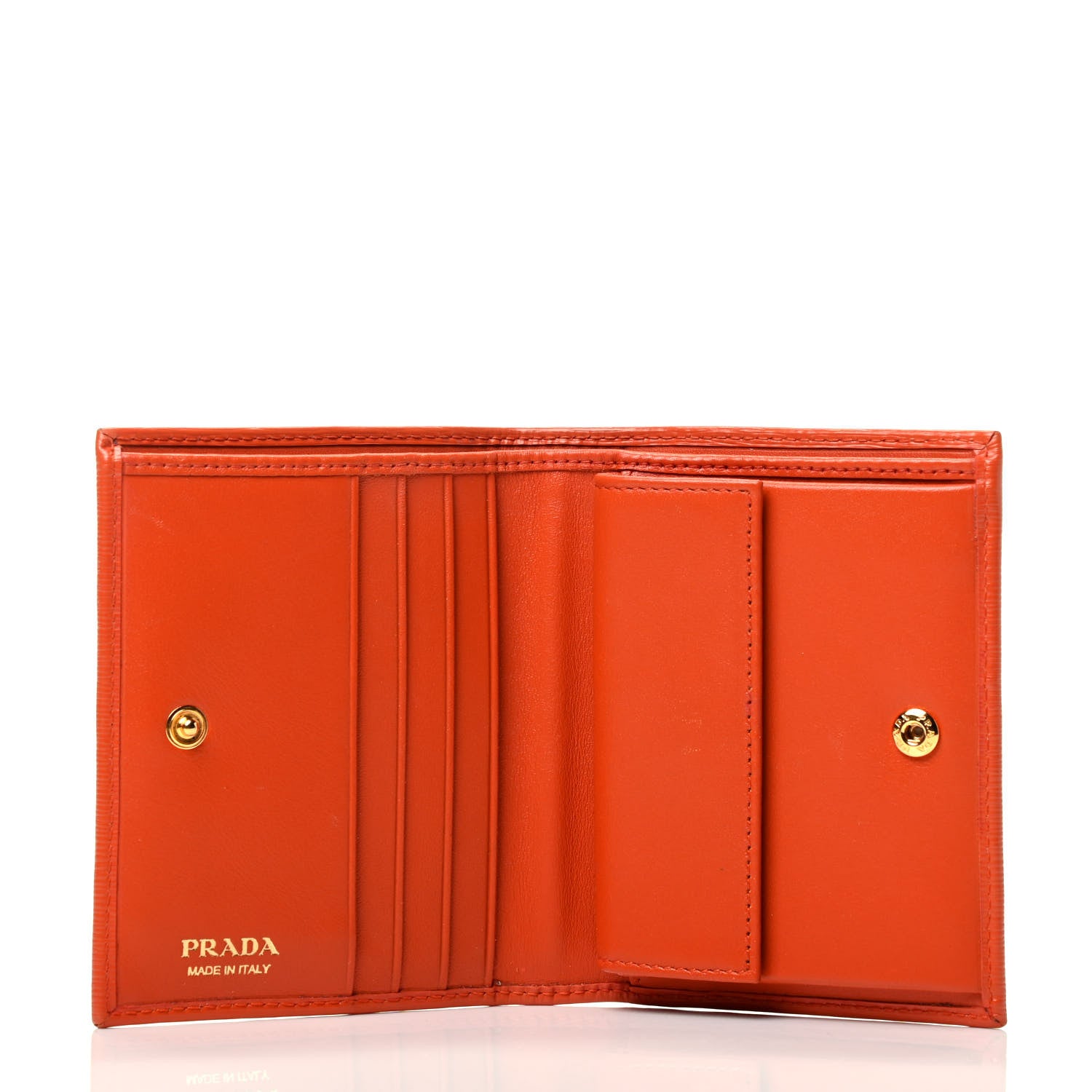 Prada Vitello Move Bi-Fold Card Holder Wallet Papaya 4 of 4