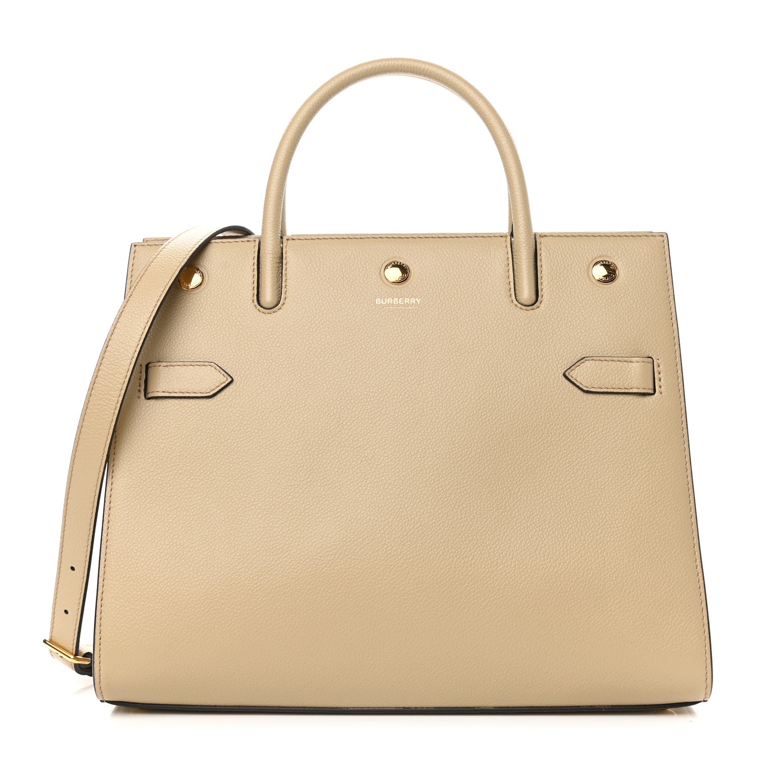 Burberry Grainy Calfskin Small Title Bag Light Beige 1 of 9