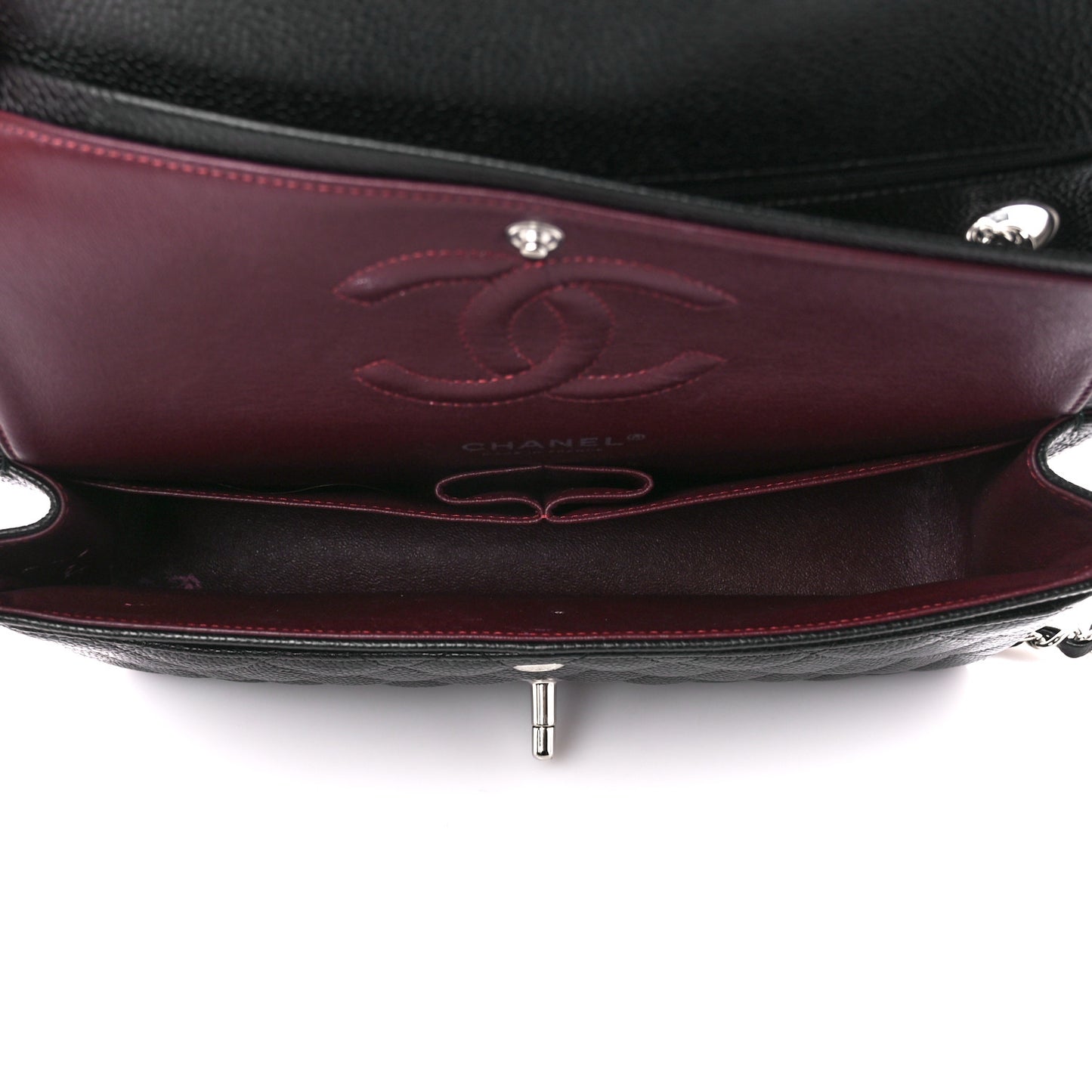 Caviar Quilted Medium Double Flap Black
