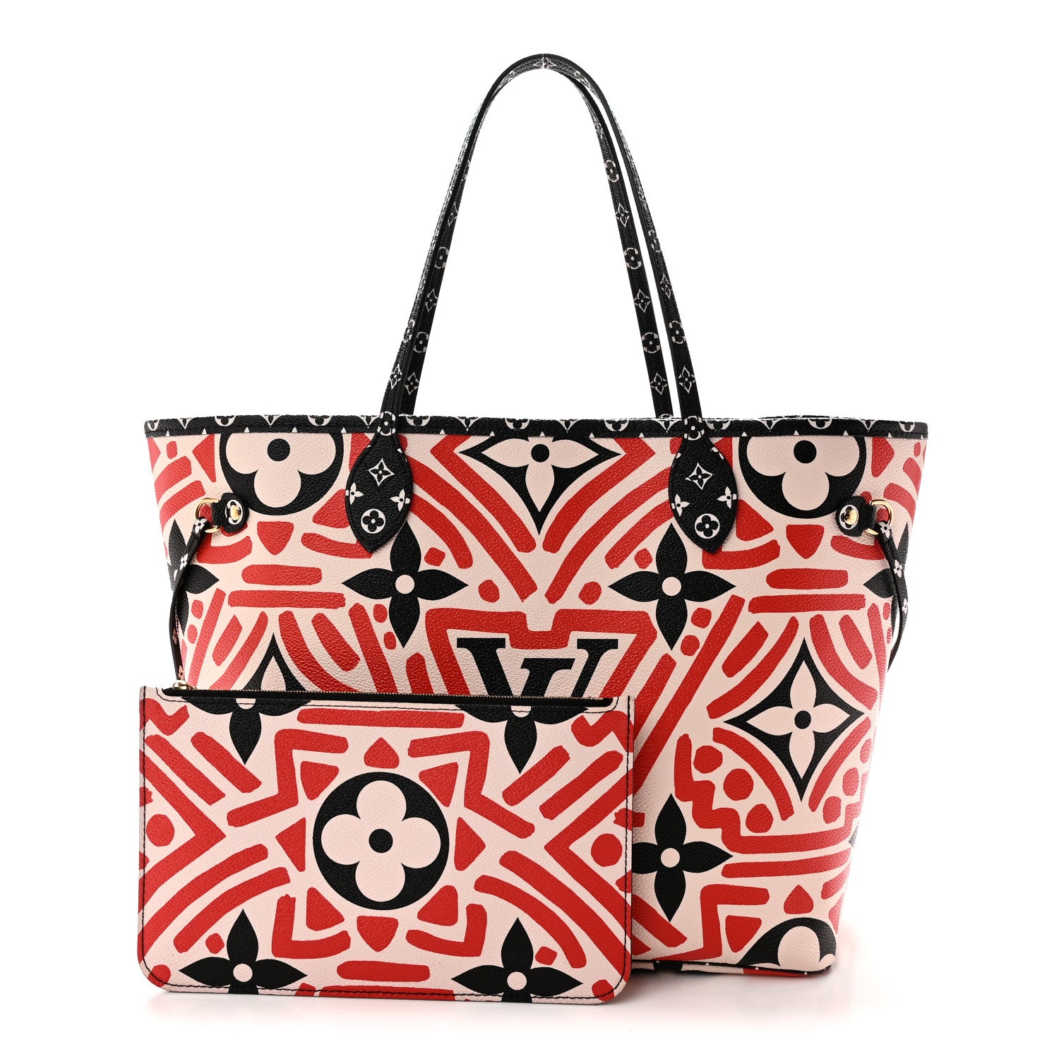 Louis Vuitton Monogram Giant Crafty Neverfull MM Creme Rouge Black 3 of 10