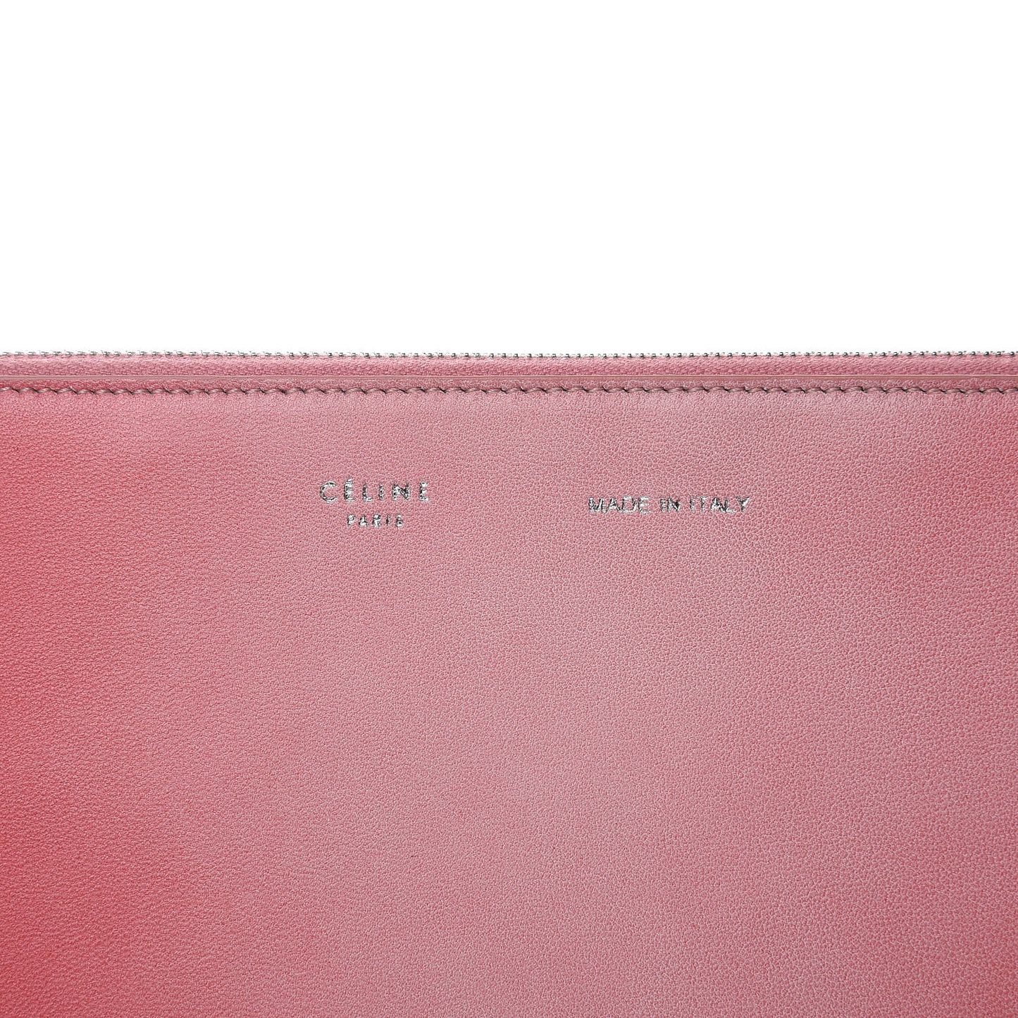 Plastic Bag with Cloudy Lambskin Solo Zip Pouch Clutch Pink