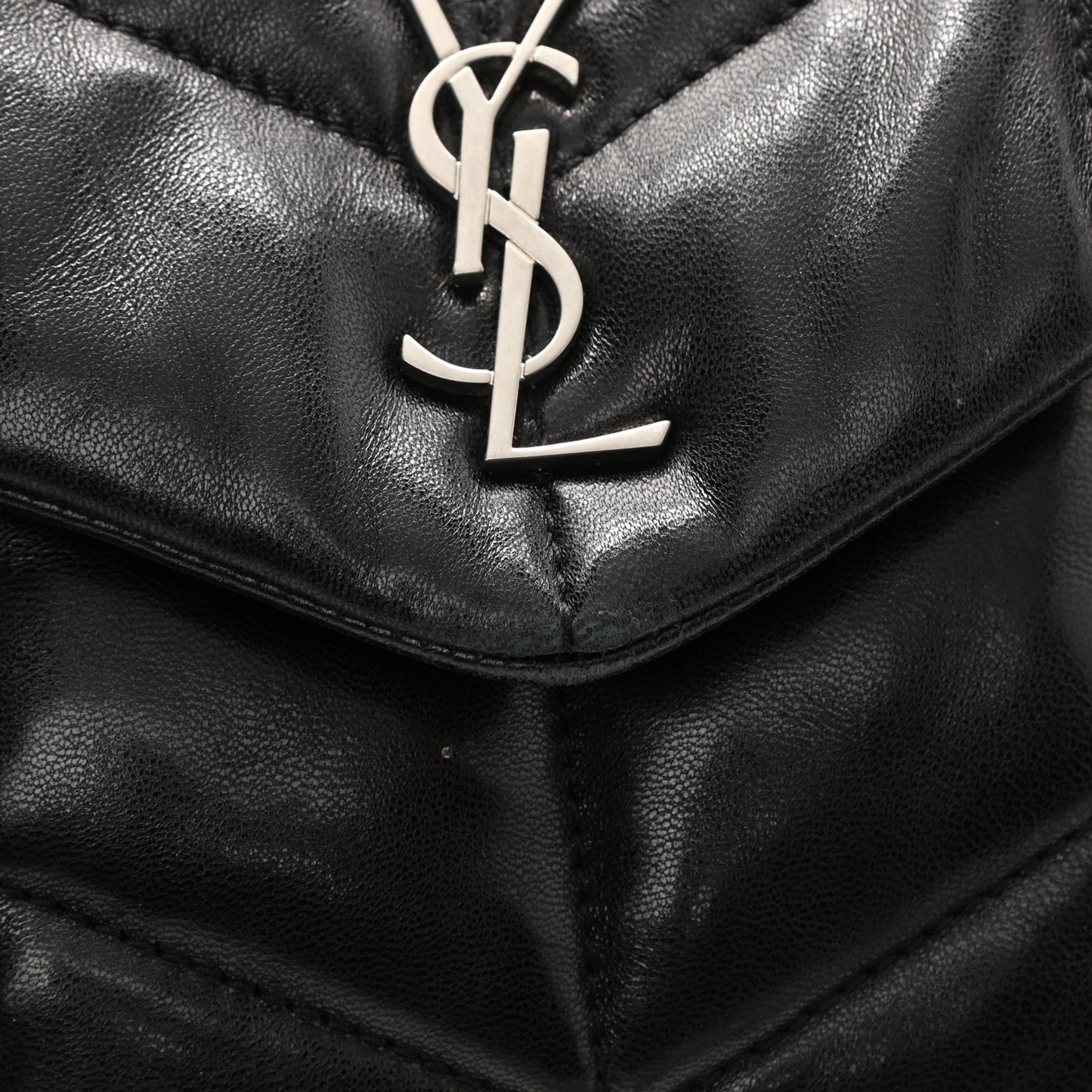 Lambskin Quilted Toy Loulou Puffer Monogram Chain Satchel Black