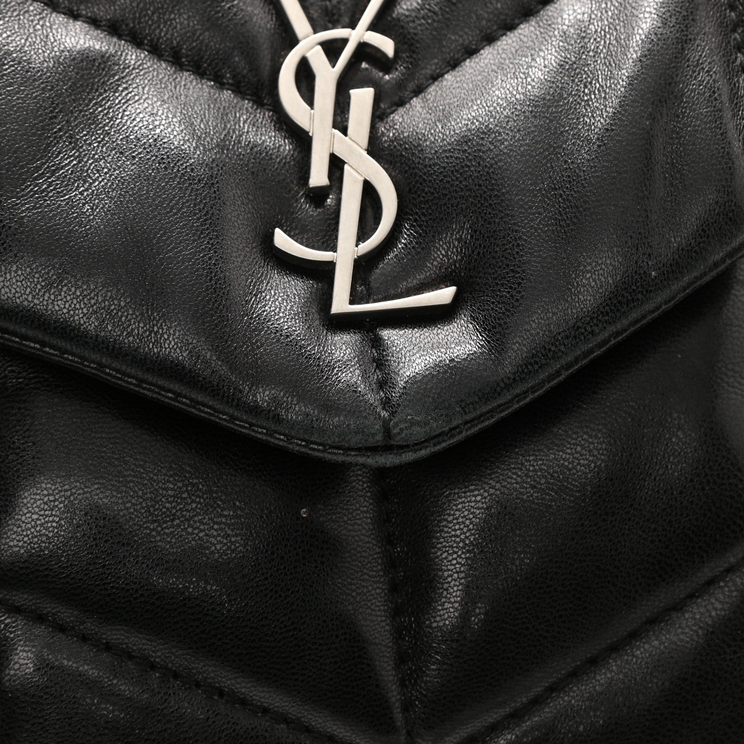 Saint Laurent Lambskin Quilted Toy Loulou Puffer Monogram Chain Satchel Black 10 of 10