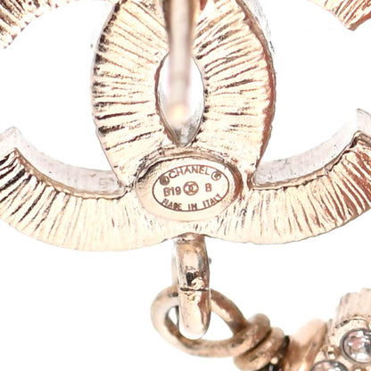 Chanel Crystal Pearl CC Lace Camellia Earrings Gold 4 of 4