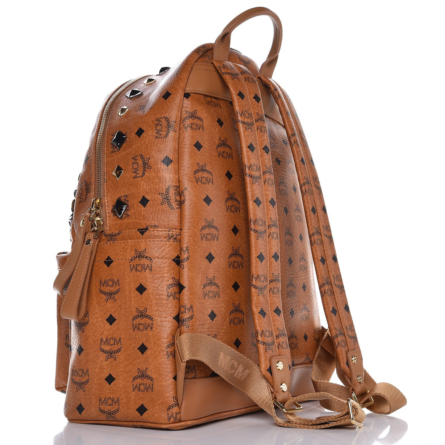 MCM Visetos Studded Medium Stark M Backpack Cognac 4 of 22