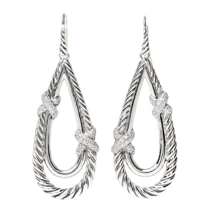 David Yurman Sterling Silver Diamond X Drop Earrings 1 of 4
