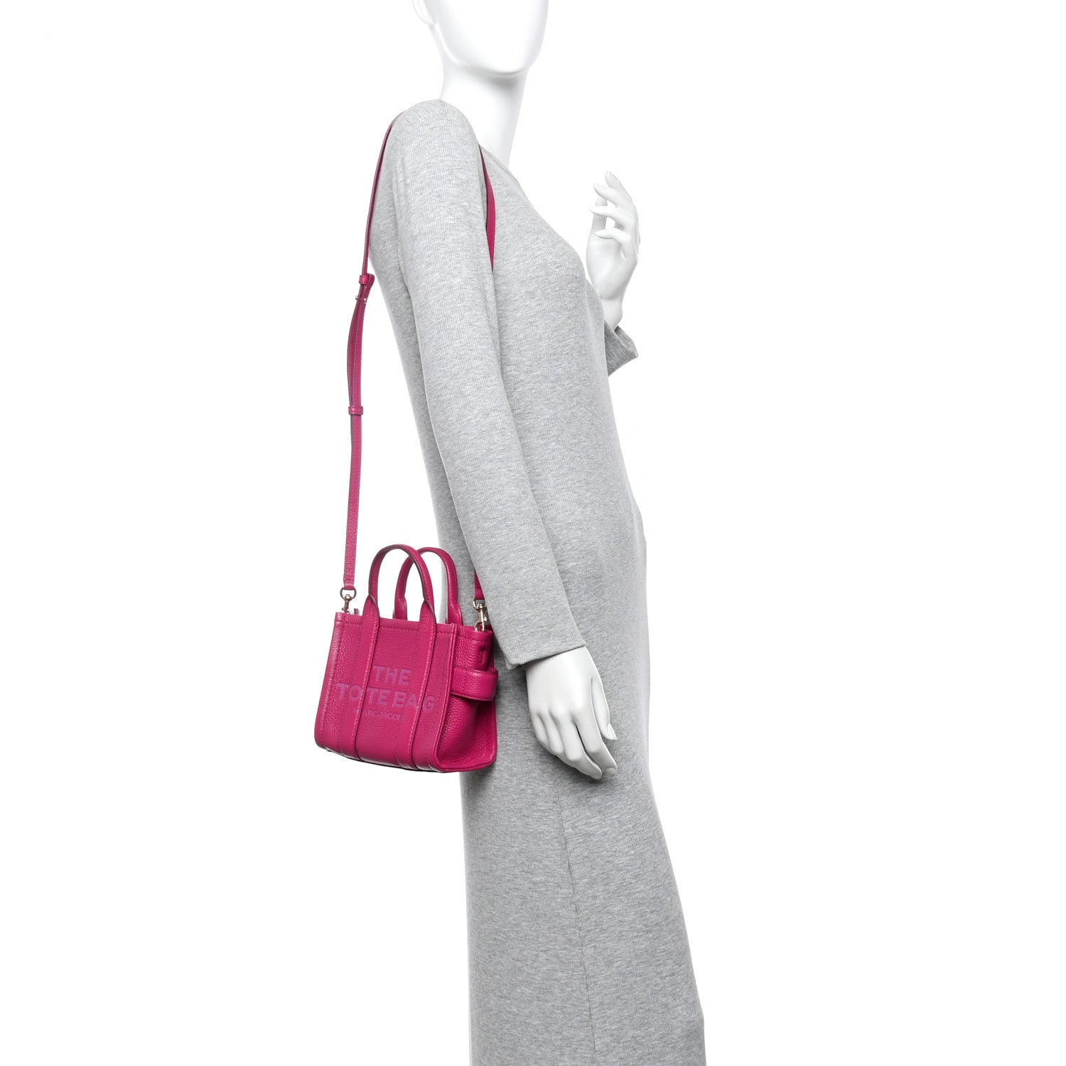 Marc Jacobs Grained Calfskin Mini The Tote Bag Lipstick Pink