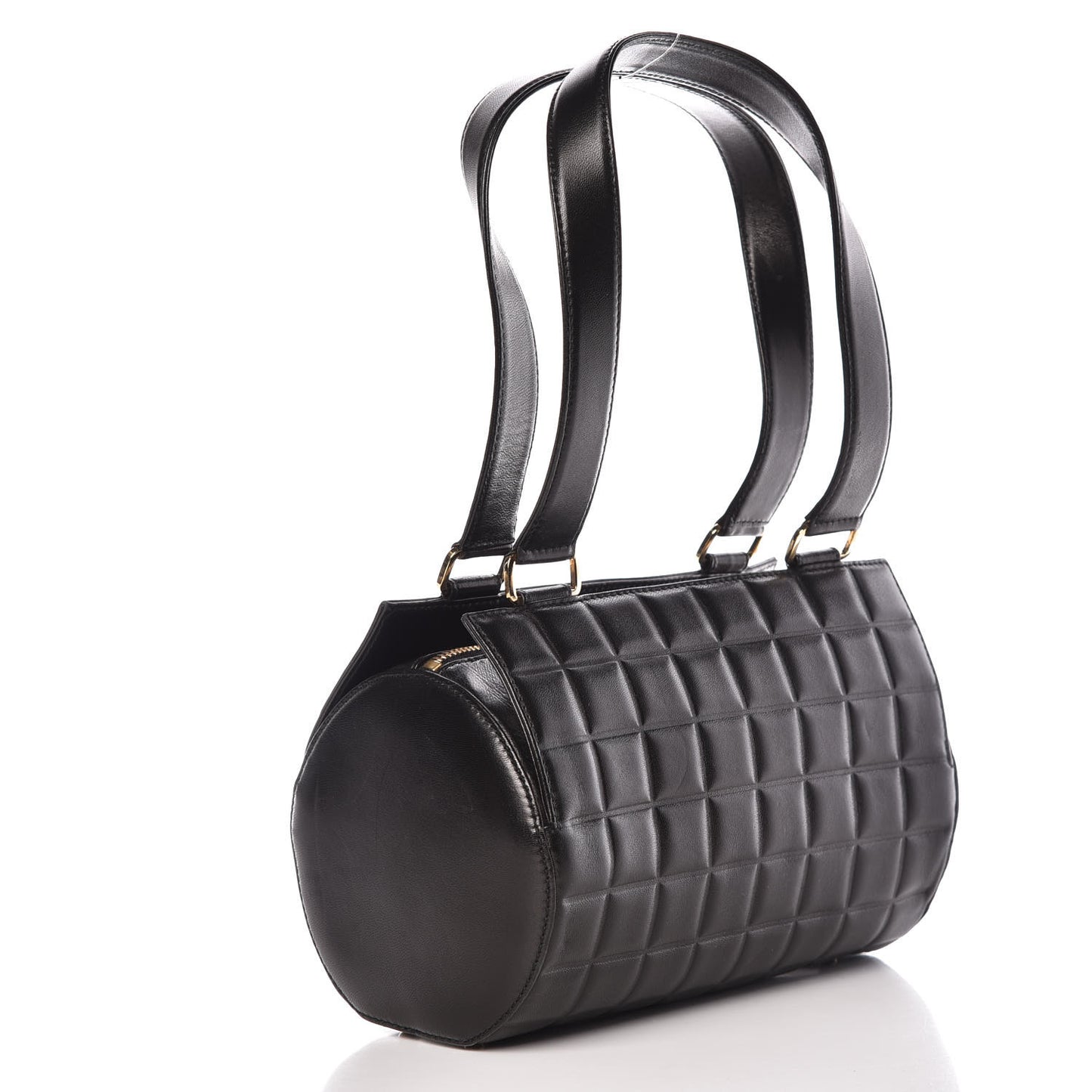 Lambskin Chocolate Bar Quilted CC Shoulder Bag Black