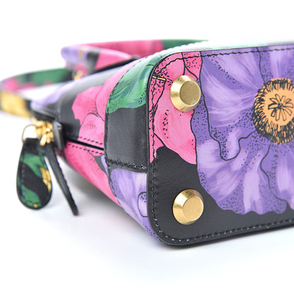 Balenciaga Smooth Calfskin Lush Floral Print XXS Ville Top Handle Bag Black Multicolor 9 of 10