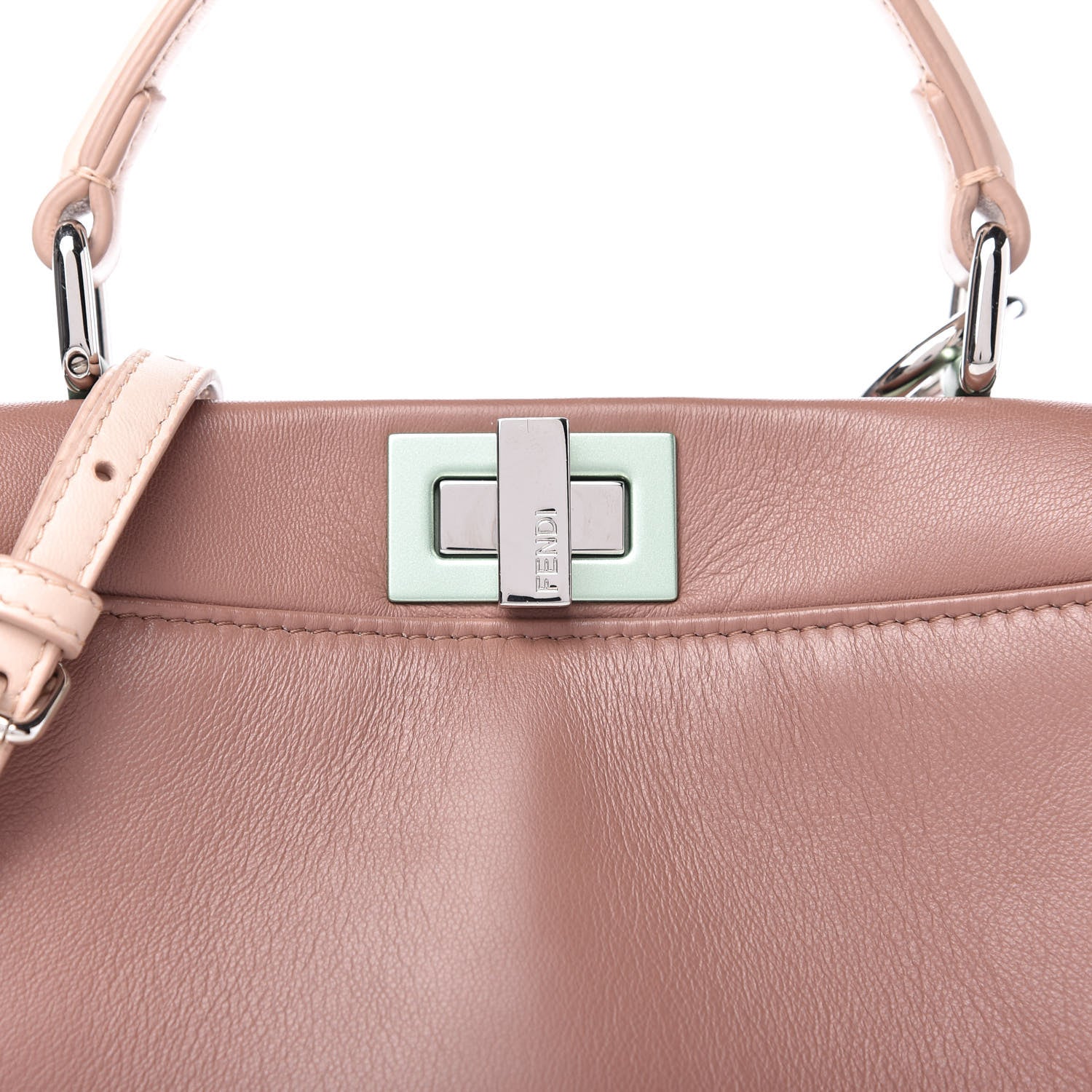 Fendi Nappa Colorblock Mini Peekaboo Iconic Satchel English Rose Plaster Oxigen 9 of 9