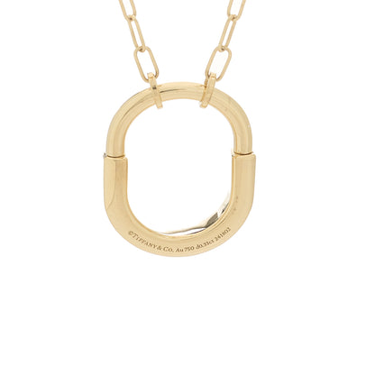 Tiffany 18K Yellow Gold Diamond Medium Lock Pendant Necklace 5 of 6